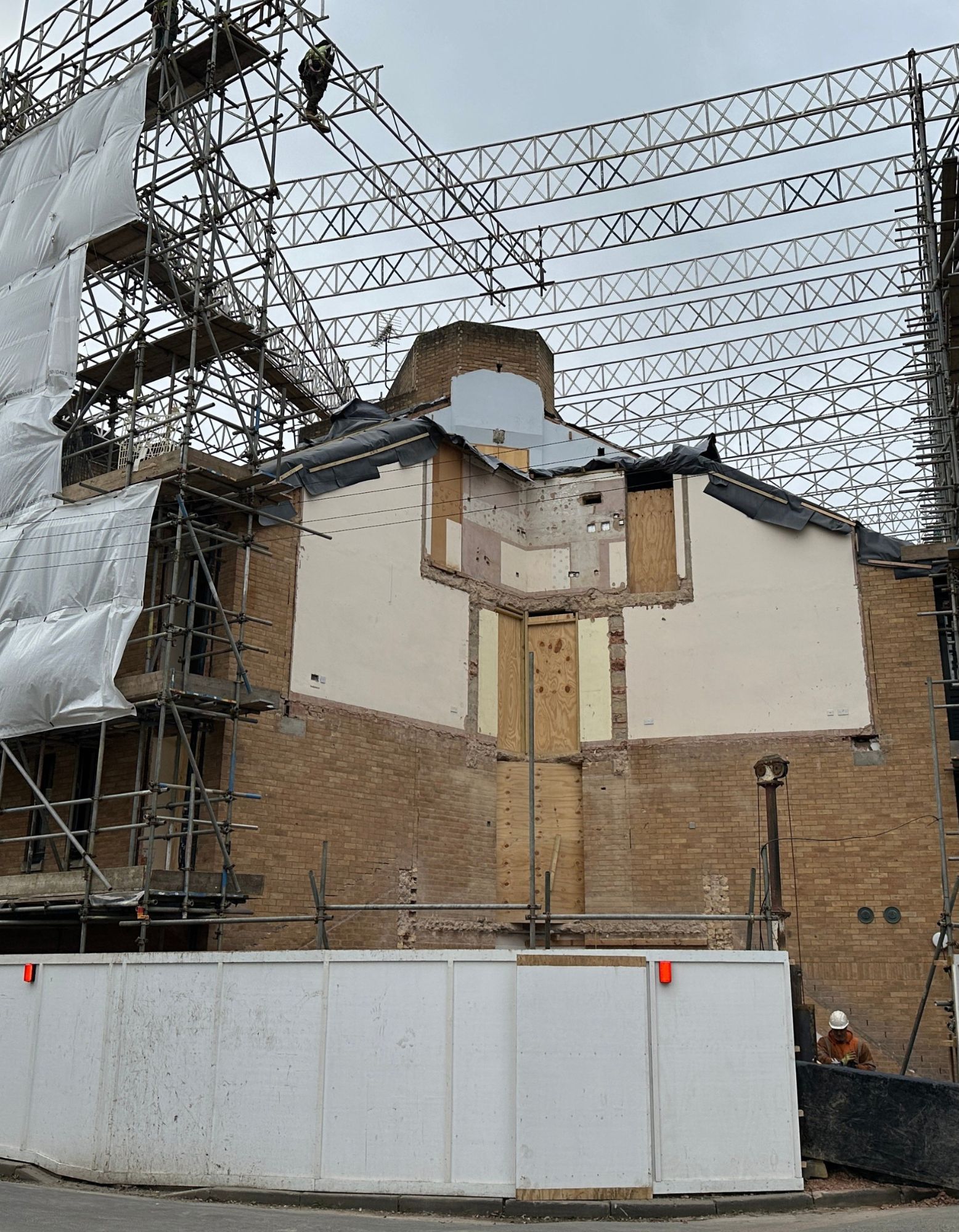 A colour photo showing Bishop Bateman Court being refurbished.